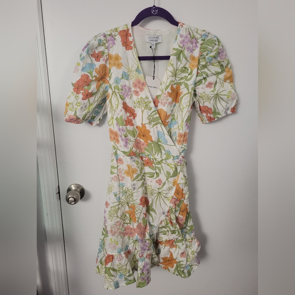 NWT & Other Stories Floral Puff Sleeve Summer Wrap Dress